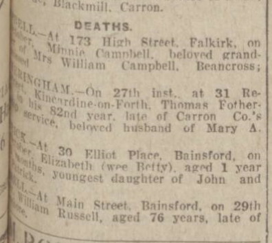 Newspaper Death Announcement 1926 William RUSSELL, November 3, 1926, Linked To: <a href='i933.html' >William Notman Russell</a>